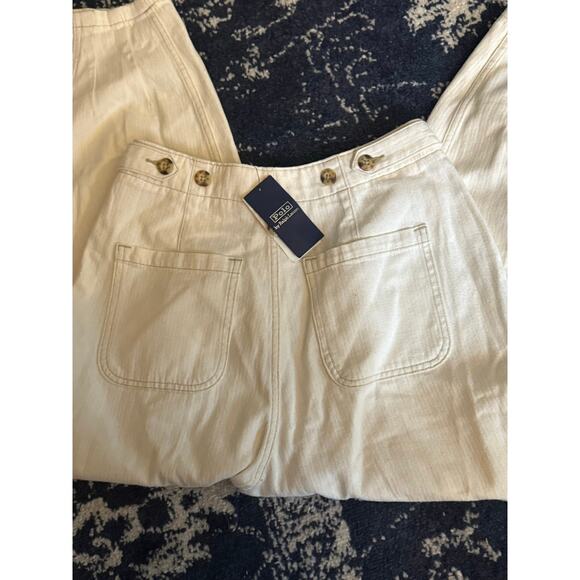 NWT Polo By Ralph Lauren Cream Carrot High Waisted Pleated Pants Sz. 4 - Picture 5 of 6